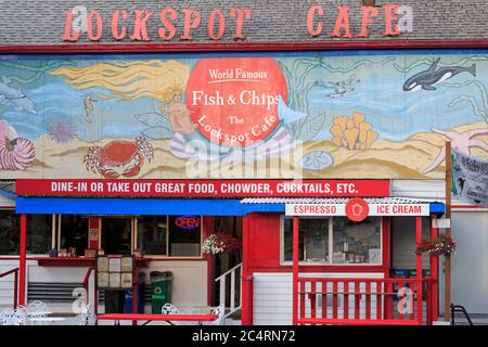 Lockspot Cafe vicino alle chiuse di Hiram M. Chittenden, Seattle, Washington state, USA Foto Stock