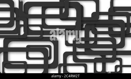 Illustrazione astratta di cornici rettangolari nere disposte casualmente con ombre morbide su sfondo bianco Illustrazione Vettoriale