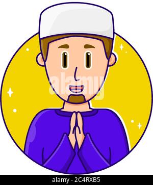 asia marito musulmano saluto namaste Illustrazione Vettoriale