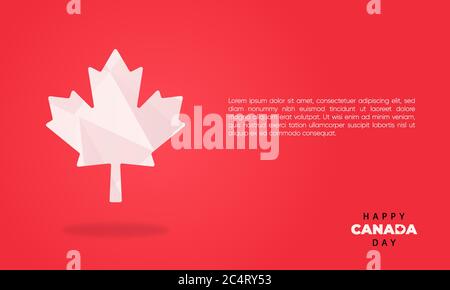 template banner saluto moderno canada giorno con 3d acero foglia in rosso Illustrazione Vettoriale