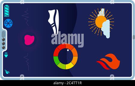 simulato l'illustrazione di un tracker di idoneità negli smartphone Illustrazione Vettoriale