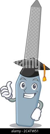 Chiodo lime disegno di immagine caricatura con cappello per cerimonia di laurea Illustrazione Vettoriale