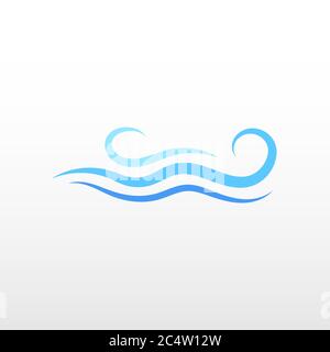 Blu oceano acqua fluido onda logo icona oggetto vettore sfondo isolato Illustrazione Vettoriale