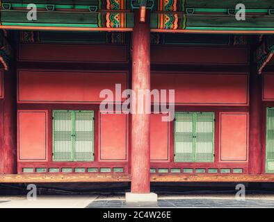 Dettagli da uno della costruzione del Palazzo di Changdeokgung, Seoul, Corea del Sud Foto Stock