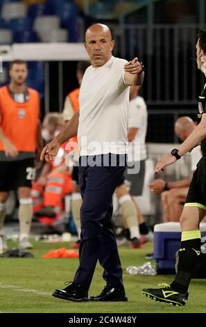 Napoli, Italia. napoli, Italia, Stadio San Paolo, 28 Giu 2020, ITALIA-Napoli-2020 Giugno 28 Luigi di Biagio capo allenatore di gesto SPAL durante - - Credit: LM/Marco Iorio Credit: Marco Iorio/LPS/ZUMA Wire/Alamy Live News 2020 Foto Stock