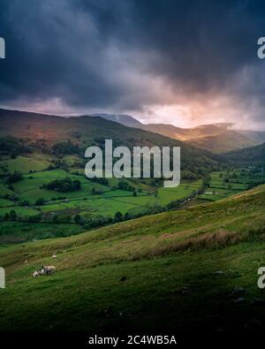 Vista verso Troutbeck e il Passo di Kirkstone Foto Stock