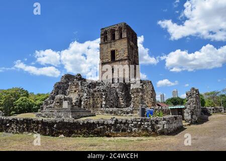 Antica Cattedrale di Panama Viejo complesso storico monumentale Foto Stock