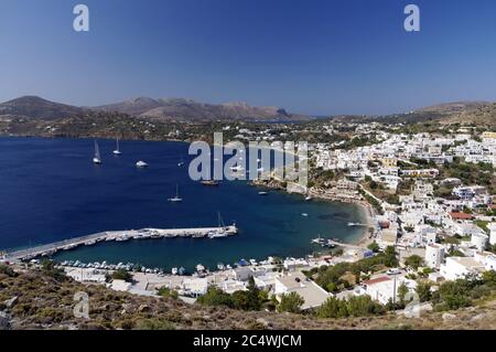 Vista di Panteli, LEROS, DODECANNESO isole, Grecia. Foto Stock