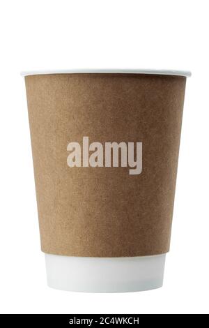Tazza per caffè ondulato, carta capacità ecologica per bevanda calda su sfondo bianco. Foto Stock