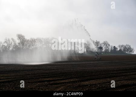 Sistema di irrigazione Bawdsey Suffolk UK Foto Stock