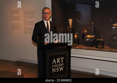 Michael Brand, Direttore, Galleria d'Arte del nuovo Galles del Sud, parla all'anteprima mediatica dell'‘Afghanistan: Tesori nascosti del Museo Nazionale Foto Stock