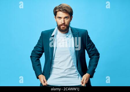 Uomo con bearded in tuta manager giacca Foto Stock