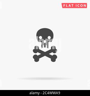 Icona vettore piatto Jolly Roger. Illustrazioni di disegno disegnate a mano. Illustrazione Vettoriale
