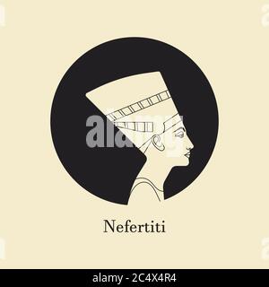 Un'illustrazione vettoriale del profilo della regina d'Egitto Nefertiti. Illustrazione Vettoriale