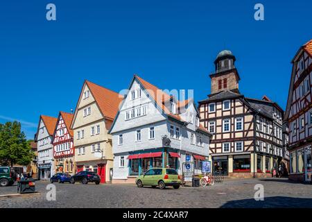 Mercato storico di Lauterbach, Hessen, Germania Foto Stock