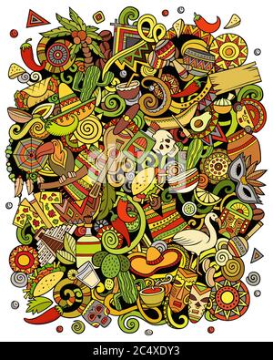 Cartoon vettore doodles America Latina divertente illustrazione Illustrazione Vettoriale