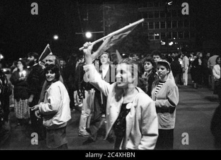 Sciopero studentesco di occupazione all'Università di Sofia. Giugno 1990. Sofia, Bulgaria Foto Stock