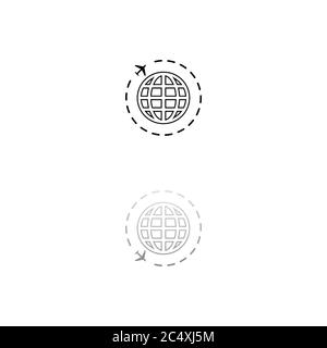 Viaggi. Simbolo nero su sfondo bianco. Illustrazione semplice. Icona vettore piatto. Specchia ombra di riflessione. Può essere utilizzato in logo, Web, dispositivi mobili e UI UX Illustrazione Vettoriale