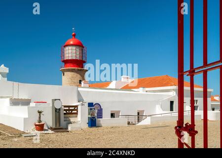 Faro storico a Cabo de Sao Vicente, Algarve, Portogallo Foto Stock