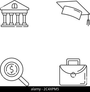 Set di icone lineari per prestiti studenti Illustrazione Vettoriale