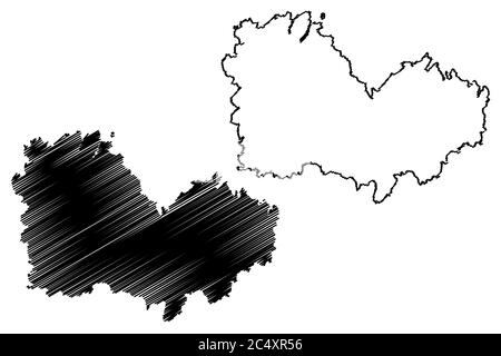 Dipartimento Cotes-d'Armor (Francia, Repubblica francese, Bretagna o Bretagna) mappa vettoriale illustrazione, schizzo della mappa Cotes-du-Nord Illustrazione Vettoriale