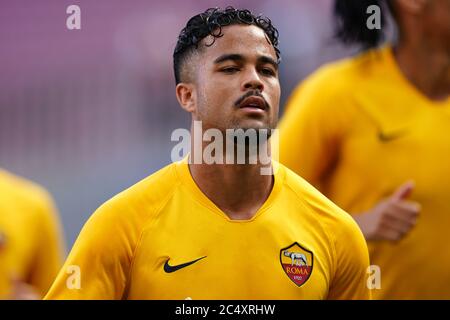 Milano (Italia) 28 giugno 2020. Justin Kluivert di Roma durante la serie A match tra AC Milano e AS Roma. Foto Stock