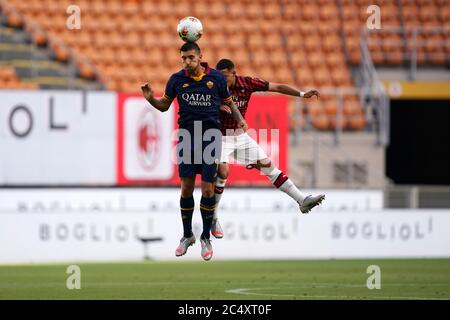 Milano (Italia) 28 giugno 2020. Lorenzo Pellegrini di Roma durante la Serie A match tra AC Milano e AS Roma. Foto Stock