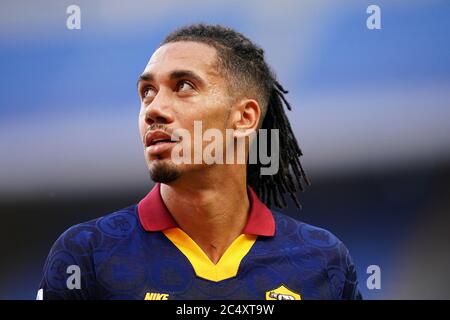 Milano (Italia) 28 giugno 2020. Chris Smalling di Roma durante la Serie A match tra AC Milan e AS Roma. Foto Stock