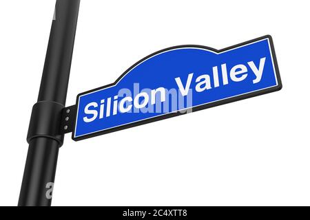Silicon Valley Road su sfondo bianco. Rendering 3d Foto Stock