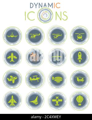 icone dinamiche del trasporto aereo Illustrazione Vettoriale