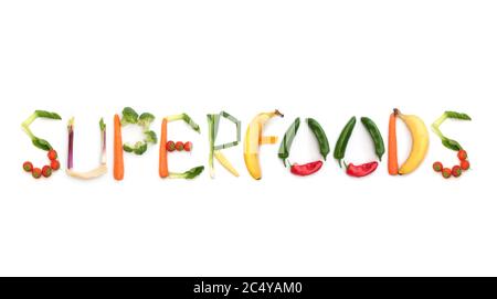 Frutta e verdura disposte in Super Foods pattern Foto Stock