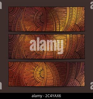 set di schede con motivo etnico. Illustrazione Vettoriale