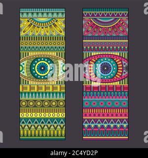 Insieme di sfondo etnico tribale vettoriale astratto Illustrazione Vettoriale