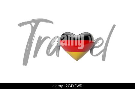 Viaggio Germania amore cuore bandiera. Rendering 3D Foto Stock