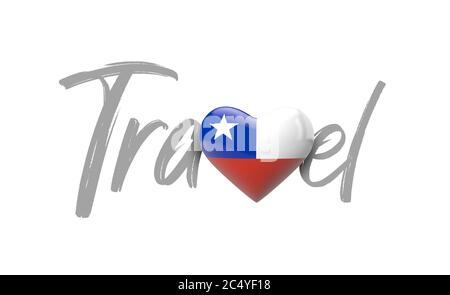 Viaggio Cile amore bandiera cuore. Rendering 3D Foto Stock
