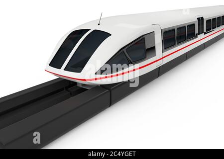 Super High Speed futuristico treno Computer su sfondo bianco. Rendering 3d Foto Stock