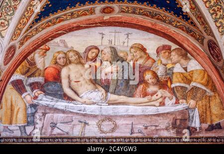 Milano: Chiesa di san Maurizio al monastero maggiore: Sala delle monache chiostolate - deposizione di Gesù Foto Stock