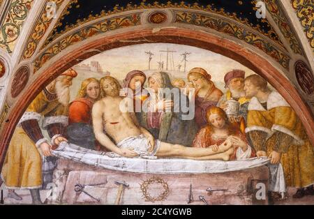 Milano: Chiesa di san Maurizio al monastero maggiore: Sala delle monache chiostolate - deposizione di Gesù Foto Stock