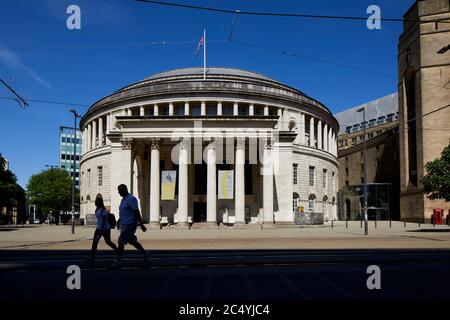 Centro di Manchester punto di riferimento a cupola in arenaria manchester Central Library St Peter's Square Foto Stock