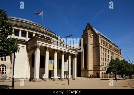 Centro di Manchester punto di riferimento a cupola in arenaria manchester Central Library St Peter's Square Foto Stock