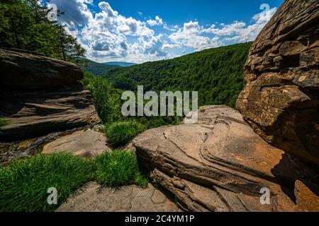 Cascate di Kaaterskill a Catskills Mountains, NY, Stati Uniti Foto Stock