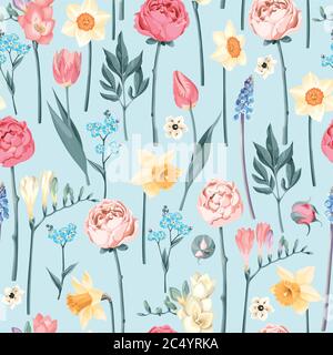 Fiori vintage senza cuciture Illustrazione Vettoriale