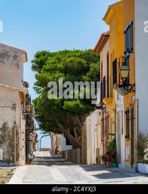 Strade dell'Isola di Tabarca in provincia di Alicante, Spagna. Foto Stock