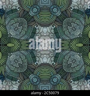 Astratto vettore etnico motivo floreale senza giunture Illustrazione Vettoriale