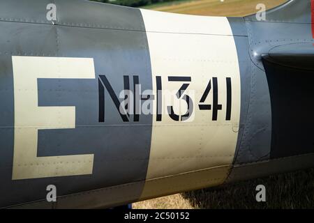 Primo piano di un Supermarine Spitfire IX ad Aero Legends, Headcorn (Lashenden), UK., Elizabeth NH341 Foto Stock