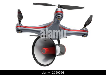 Drone con corno, rendering 3D isolato su sfondo bianco Foto Stock