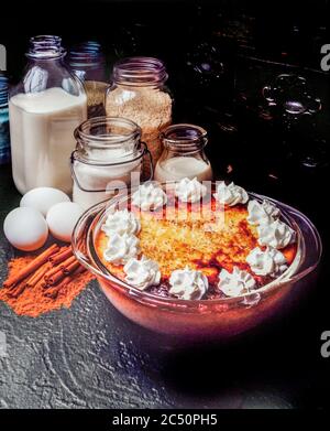 Pudding di riso preparato Foto Stock