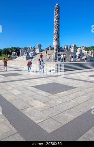 La scultura monolitica nel Parco Vigeland (Parco Frogner) Foto Stock