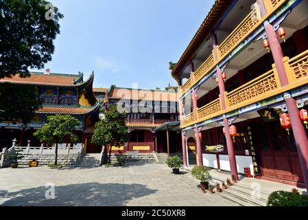 Tempio di Baotong: La Sala del Buddha di Giada e l'accoglienza monastica. Wuhan, Cina Foto Stock