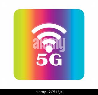 Icona 5G, icona neon vettore piatto isolata. Illustrazione Vettoriale